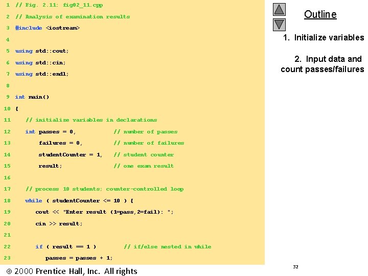 1 // Fig. 2. 11: fig 02_11. cpp 2 // Analysis of examination results