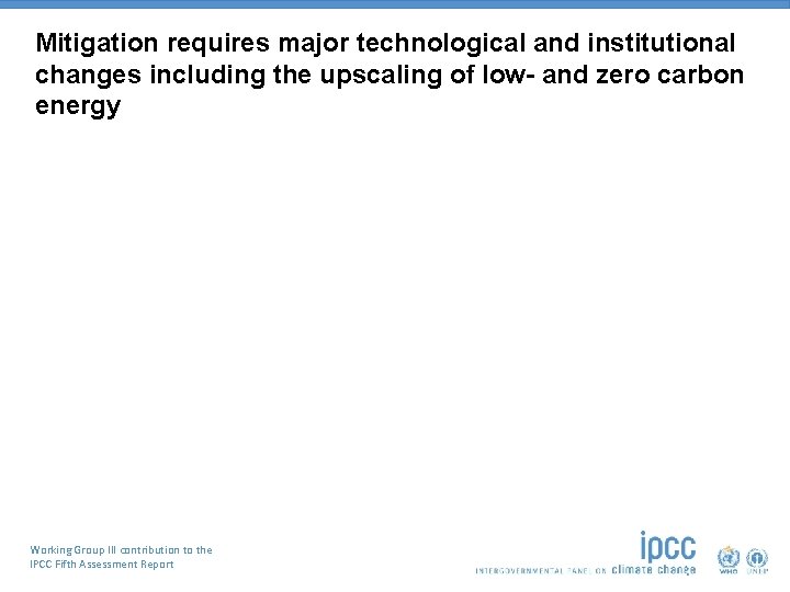 Mitigation requires major technological and institutional changes including the upscaling of low- and zero