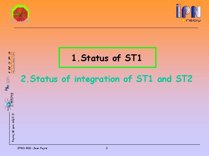 1. Status of ST 1 Peyrej @ ipno. in 2 p 3. fr 2.