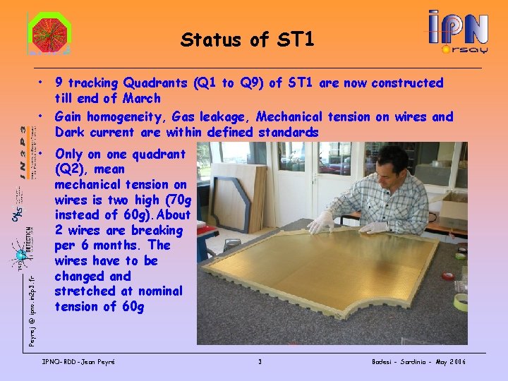 Status of ST 1 • • Peyrej @ ipno. in 2 p 3. fr