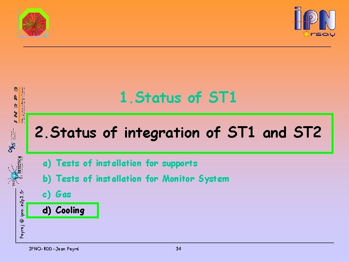 1. Status of ST 1 2. Status of integration of ST 1 and ST