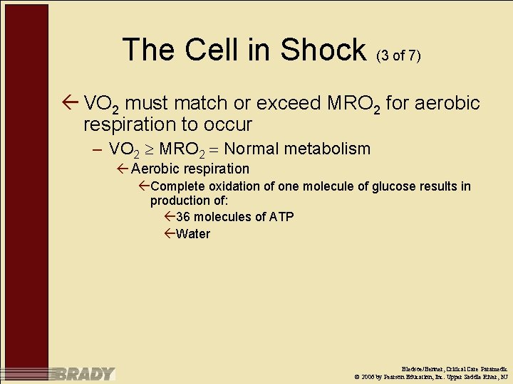 The Cell in Shock (3 of 7) ß VO 2 must match or exceed