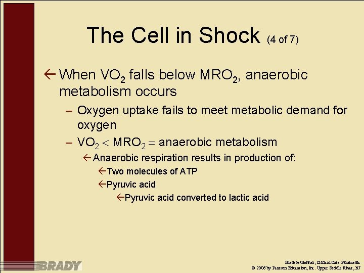The Cell in Shock (4 of 7) ß When VO 2 falls below MRO