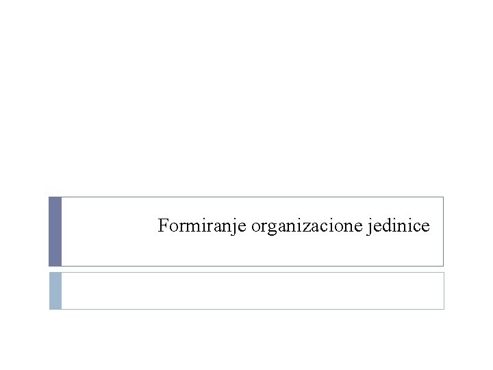 Formiranje organizacione jedinice 