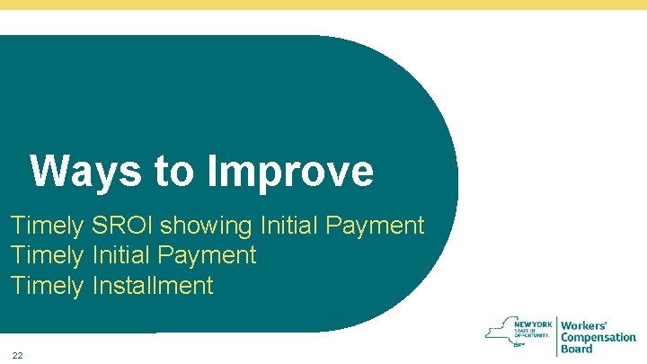 October 15, 2021 Ways to Improve Timely SROI showing Initial Payment Timely Installment 22