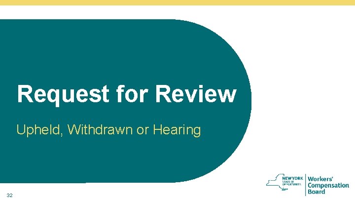 October 15, 2021 Request for Review Upheld, Withdrawn or Hearing 32 32 