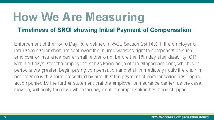 October 15, 2021 5 How We Are Measuring Timeliness of SROI showing Initial Payment