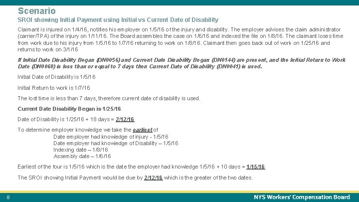 October 15, 2021 Scenario 8 SROI showing Initial Payment using Initial vs Current Date