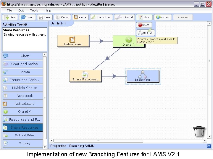 Implementation of new Branching Features for LAMS V 2. 1 