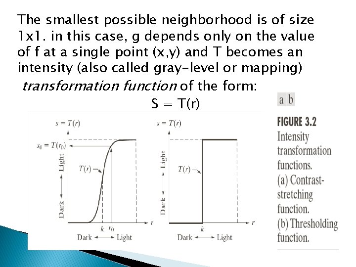 The smallest possible neighborhood is of size 1 x 1. in this case, g