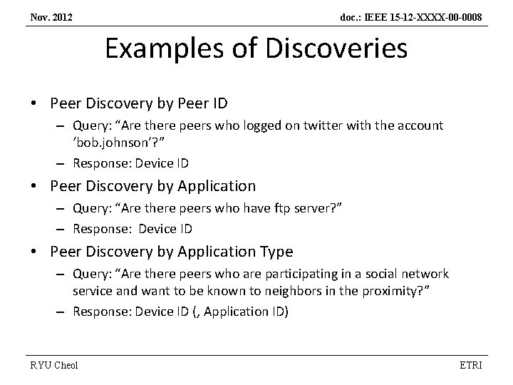 Nov. 2012 doc. : IEEE 15 -12 -XXXX-00 -0008 Examples of Discoveries • Peer