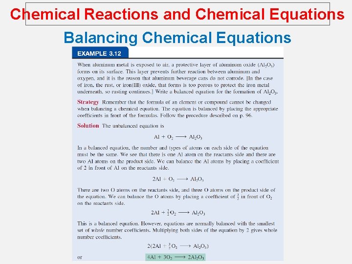 Chemical Reactions and Chemical Equations Balancing Chemical Equations 