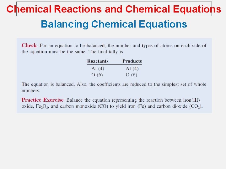 Chemical Reactions and Chemical Equations Balancing Chemical Equations 