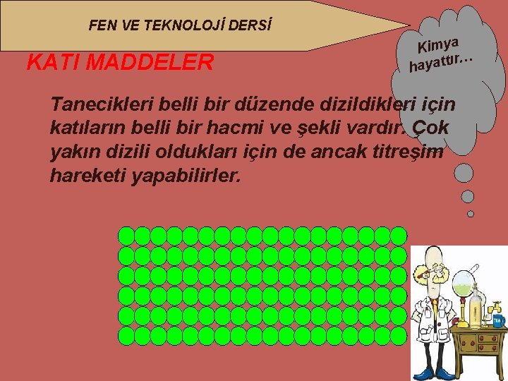 FEN VE TEKNOLOJİ DERSİ KATI MADDELER Kimya ır… hayatt Tanecikleri belli bir düzende dizildikleri