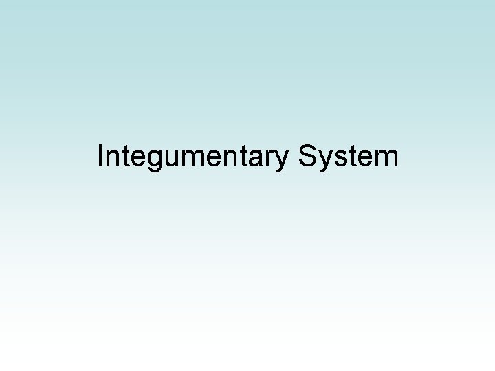 Integumentary System 