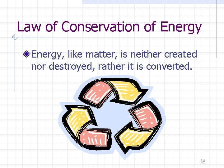 Law of Conservation of Energy, like matter, is neither created nor destroyed, rather it