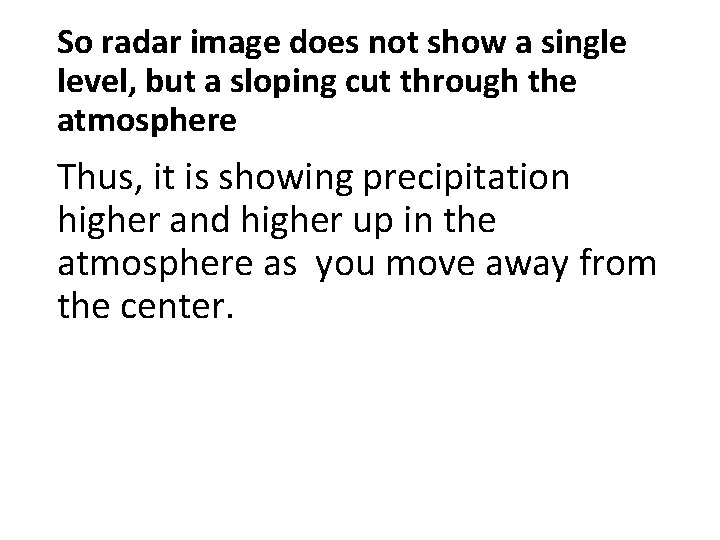 So radar image does not show a single level, but a sloping cut through