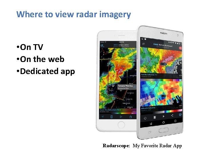 Where to view radar imagery • On TV • On the web • Dedicated