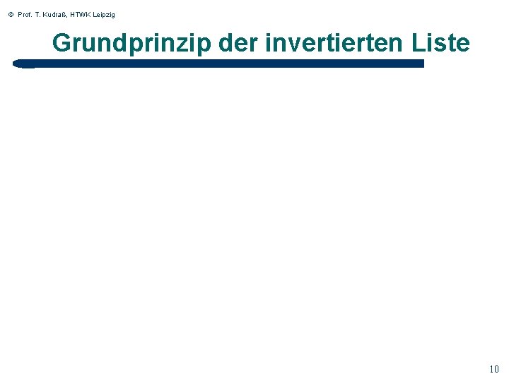 © Prof. T. Kudraß, HTWK Leipzig Grundprinzip der invertierten Liste 10 10 