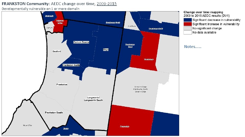 FRANKSTON Community: AEDC change over time, 2009 -2015 Developmentally vulnerable on 1 or more