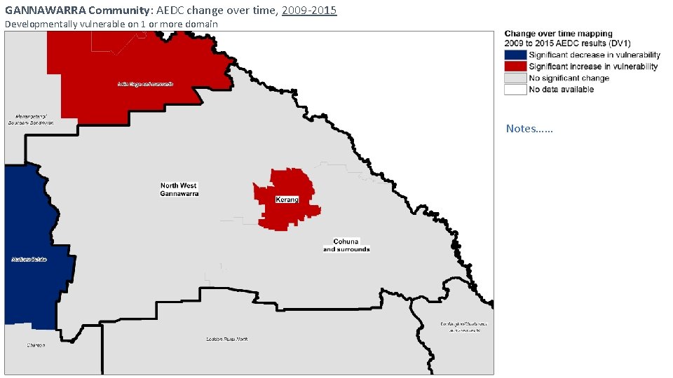 GANNAWARRA Community: AEDC change over time, 2009 -2015 Developmentally vulnerable on 1 or more