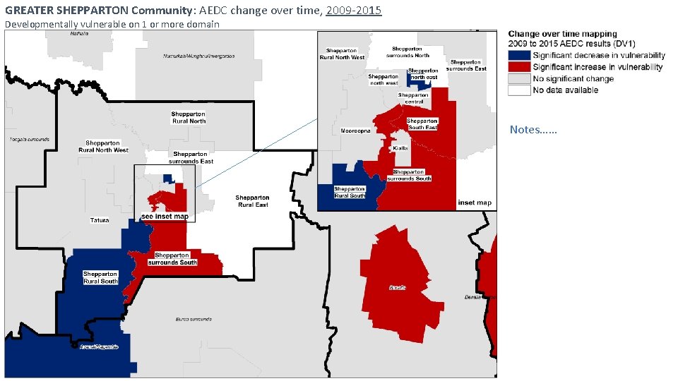 GREATER SHEPPARTON Community: AEDC change over time, 2009 -2015 Developmentally vulnerable on 1 or