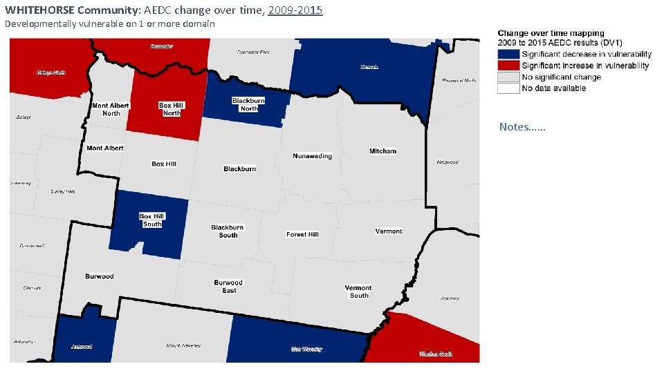 WHITEHORSE Community: AEDC change over time, 2009 -2015 Developmentally vulnerable on 1 or more