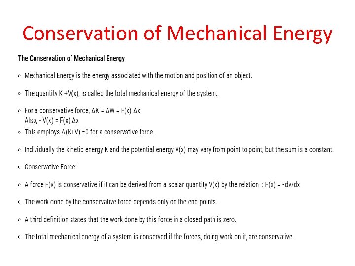 Conservation of Mechanical Energy 
