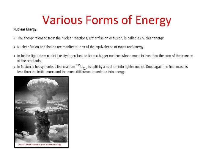 Various Forms of Energy 