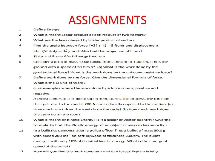 ASSIGNMENTS 
