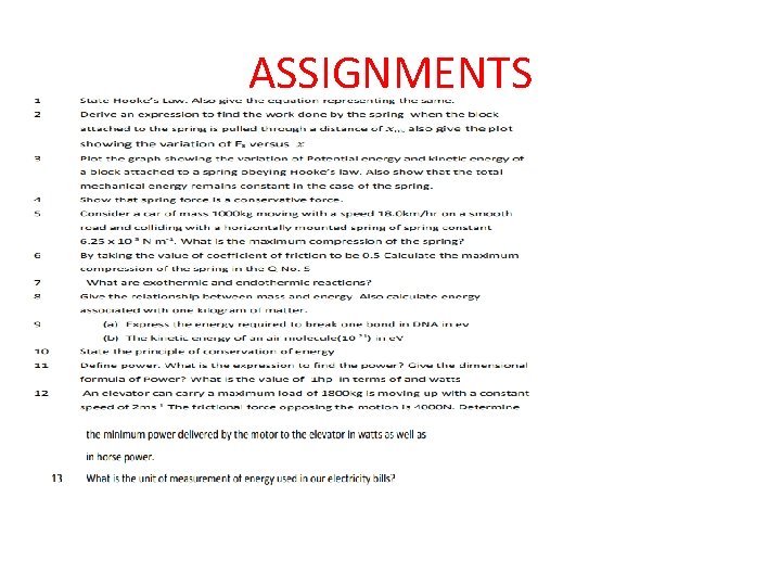 ASSIGNMENTS 