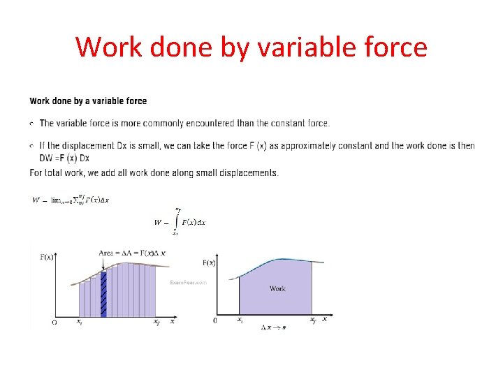 Work done by variable force 