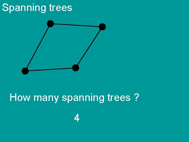 Spanning trees How many spanning trees ? 4 