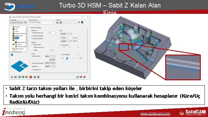Turbo 3 D HSM – Sabit Z Kalan Alan Finiş • Sabit Z tarzı