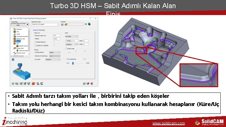 Turbo 3 D HSM – Sabit Adımlı Kalan Alan Finiş • Sabit Adımlı tarzı