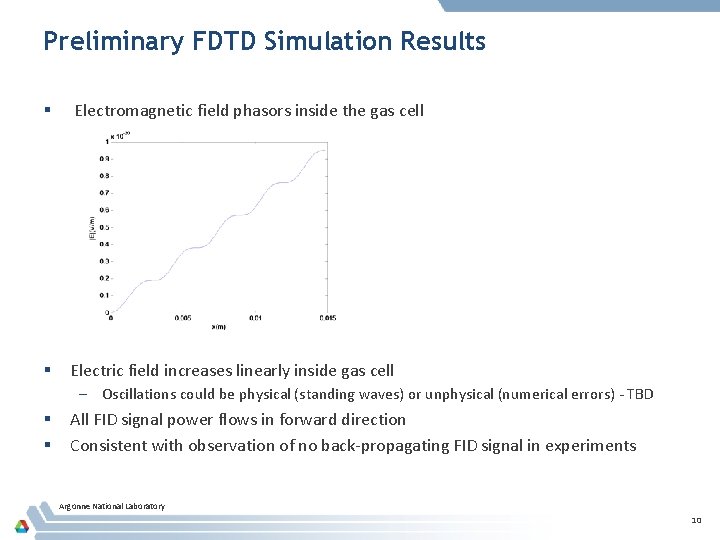 Preliminary FDTD Simulation Results § Electromagnetic field phasors inside the gas cell § Electric
