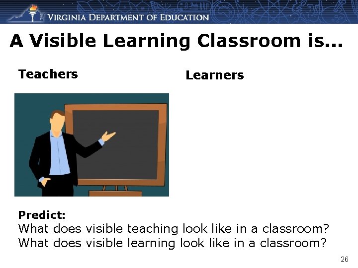 A Visible Learning Classroom is. . . Teachers Learners Predict: What does visible teaching