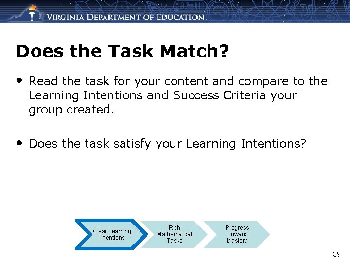 Does the Task Match? • Read the task for your content and compare to