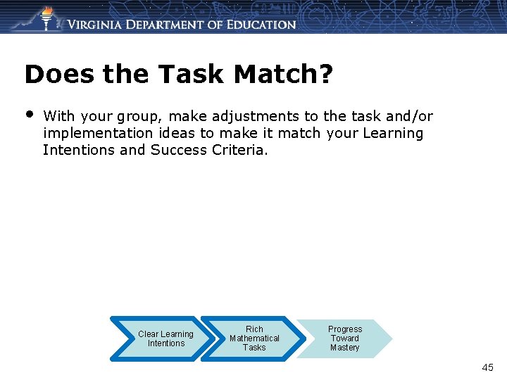 Does the Task Match? • With your group, make adjustments to the task and/or