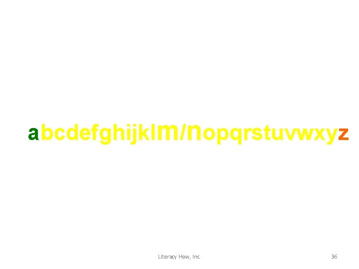 abcdefghijklm/nopqrstuvwxyz Literacy How, Inc. 36 