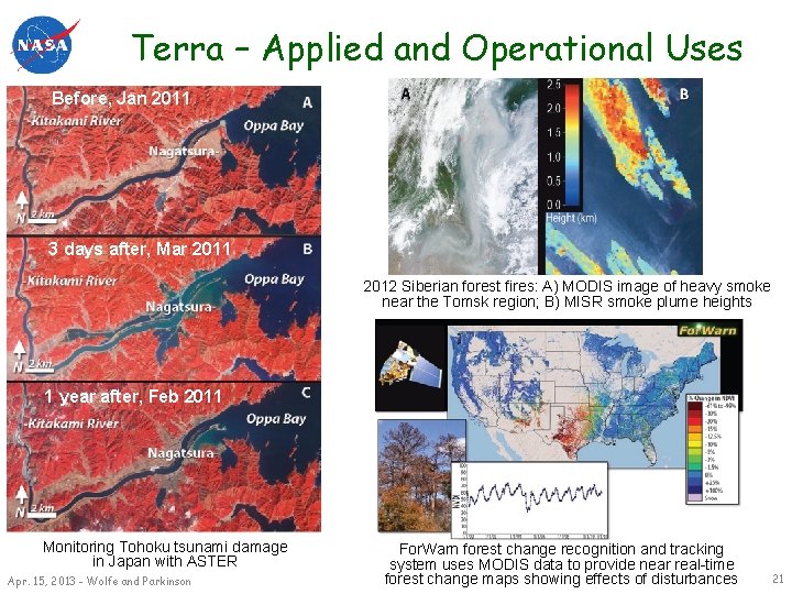 Terra – Applied and Operational Uses Before, Jan 2011 3 days after, Mar 2011