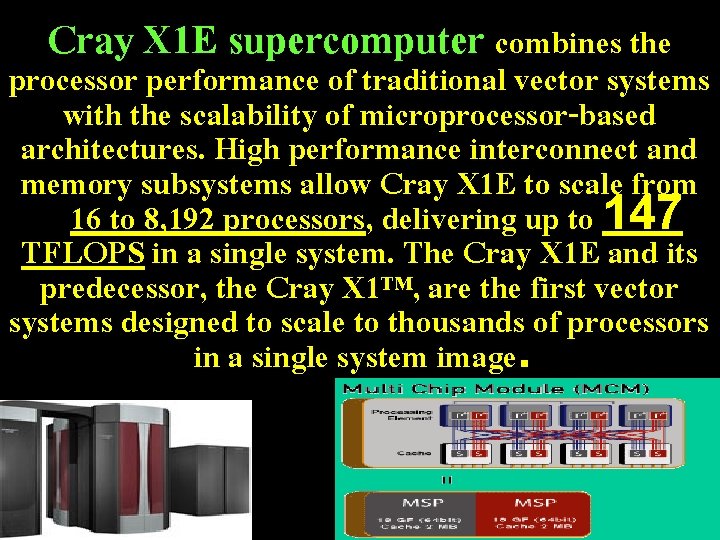 Cray X 1 E supercomputer combines the processor performance of traditional vector systems with