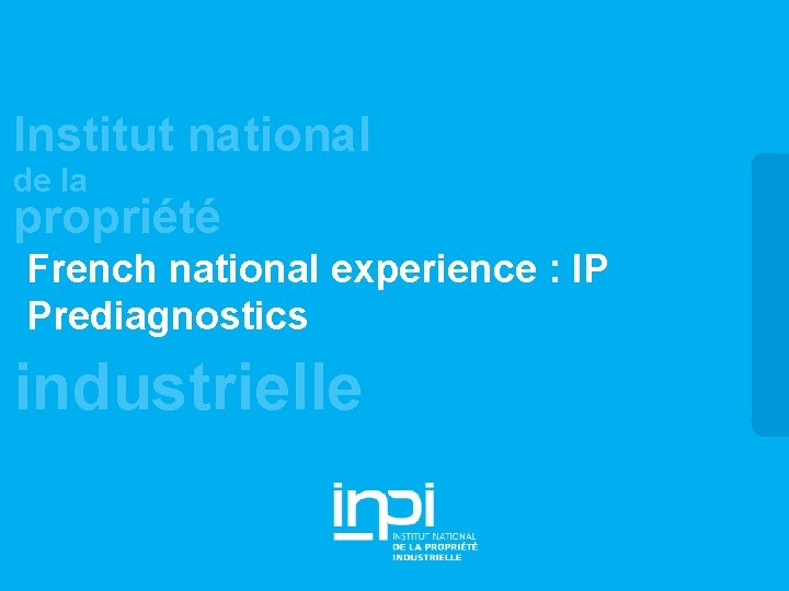 Institut national de la propriété French national experience : IP Prediagnostics industrielle 