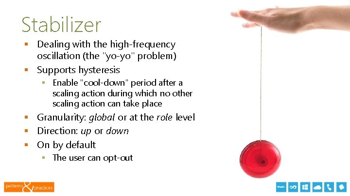 Stabilizer § Dealing with the high-frequency oscillation (the "yo-yo" problem) § Supports hysteresis §