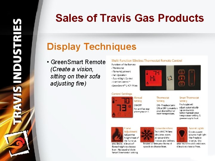 Sales of Travis Gas Products Display Techniques • Green. Smart Remote (Create a vision,