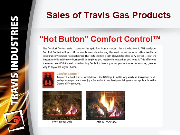 Sales of Travis Gas Products “Hot Button” Comfort Control™ 
