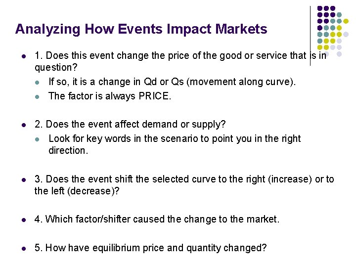 Analyzing How Events Impact Markets l 1. Does this event change the price of