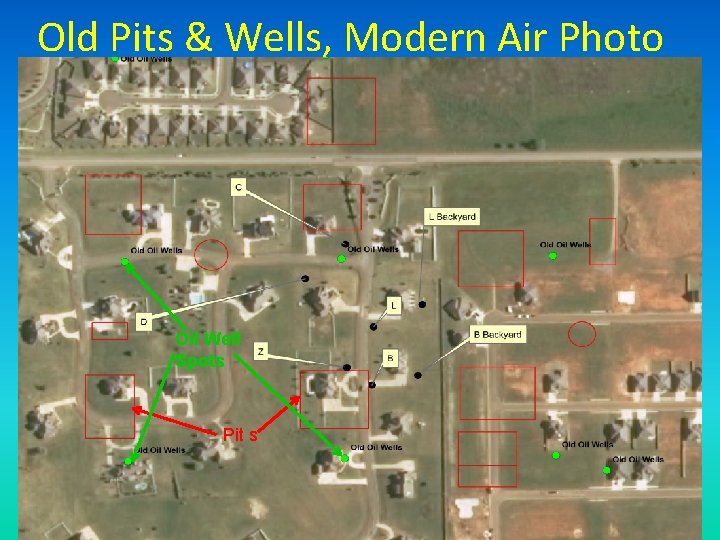 Old Pits & Wells, Modern Air Photo Oil Well Spots Pit s 