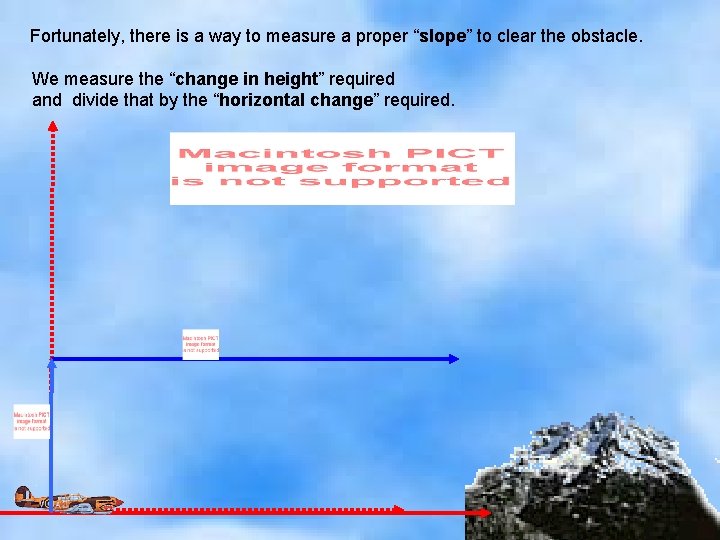 Fortunately, there is a way to measure a proper “slope” to clear the obstacle.