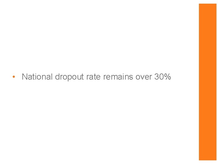  • National dropout rate remains over 30% 